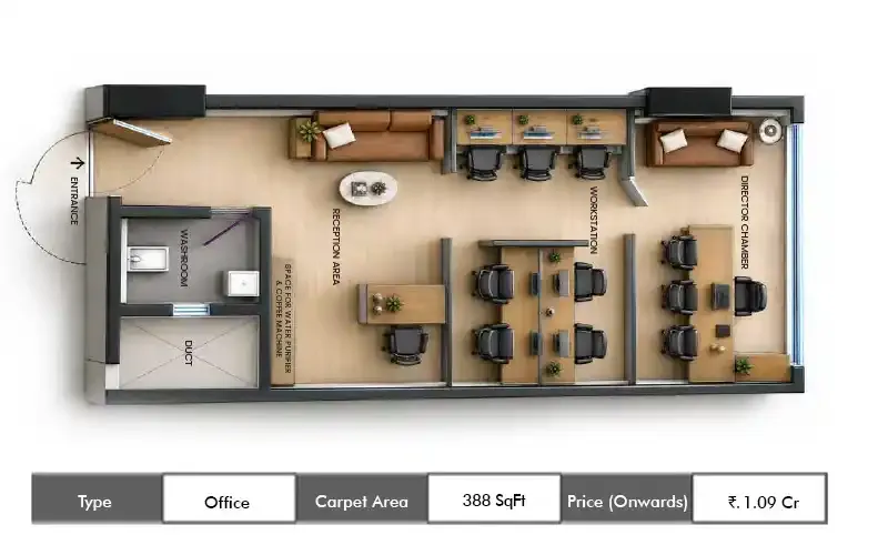Regency 9CBD Office floor plan, 388 sq ft carpet area